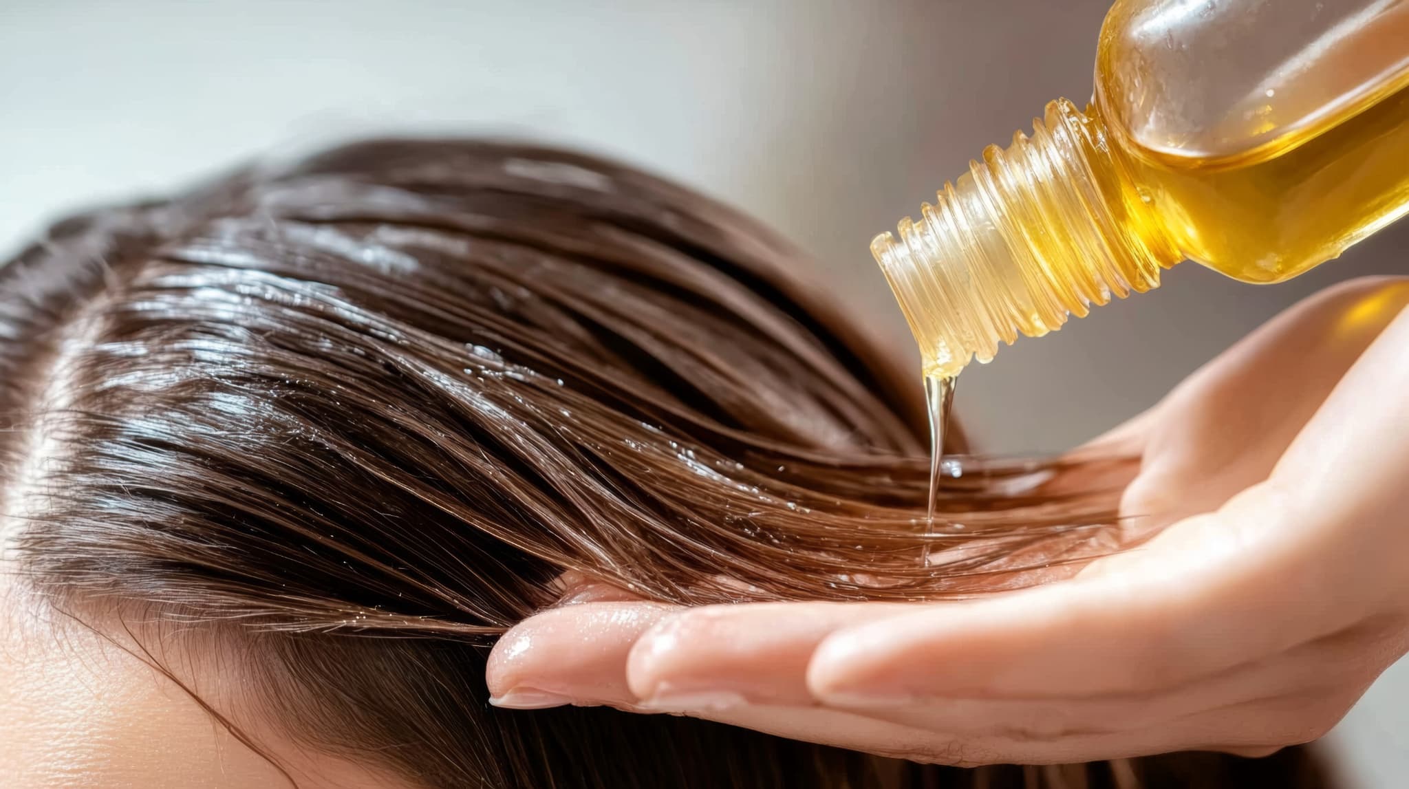 ヘアトリートメントをする様子