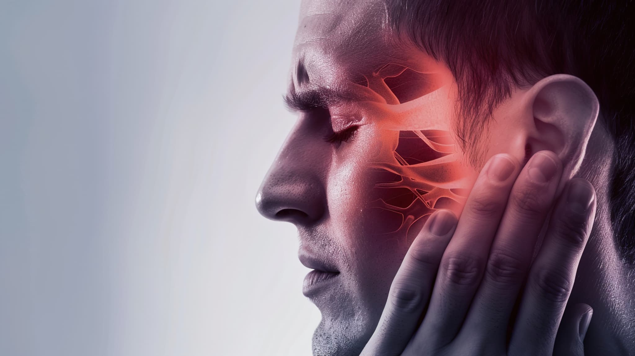 顔面神経痛の男性