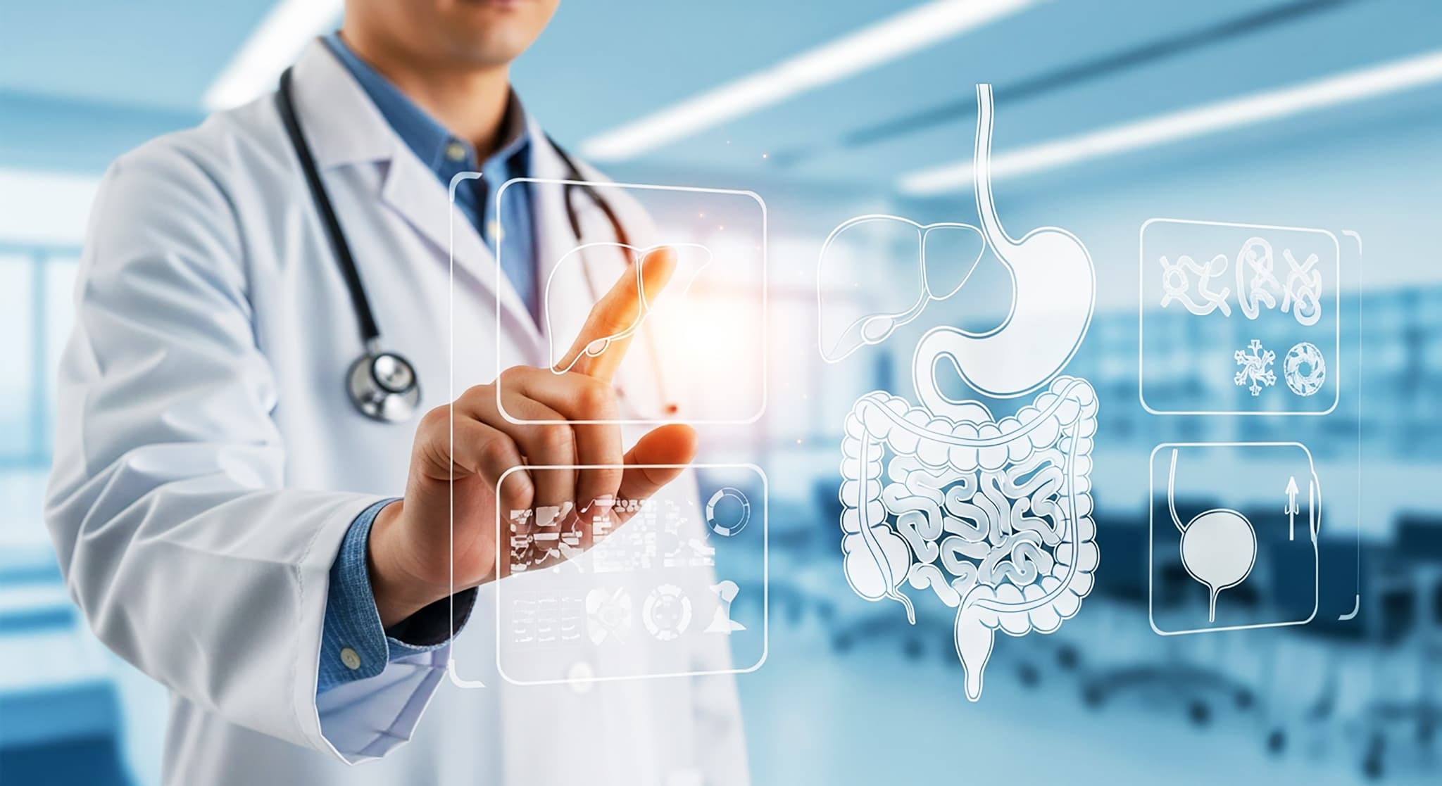 全身の疾患を確認する医師のイメージ