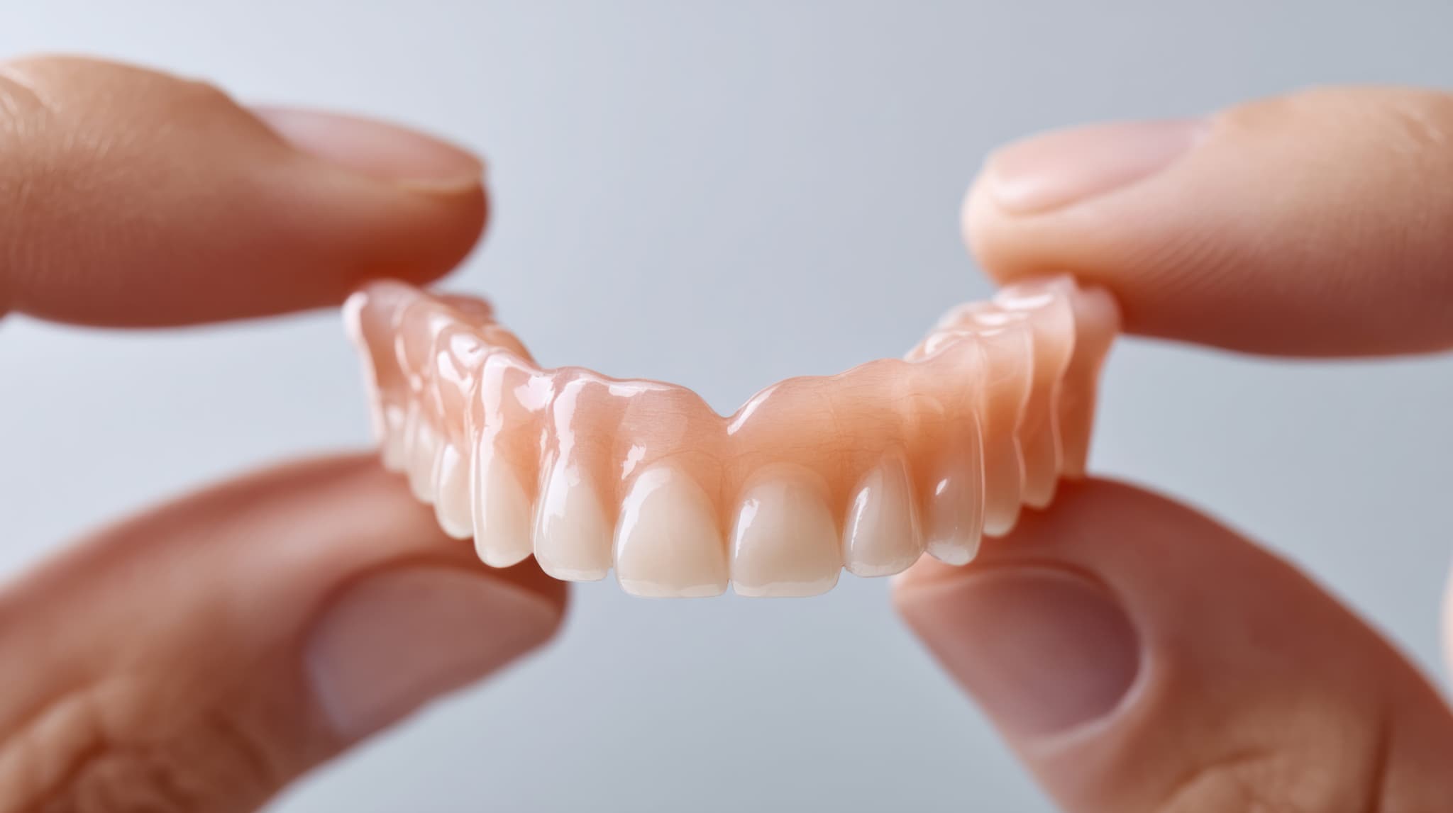 入れ歯をもつ手